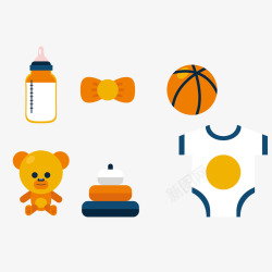 橘黄色的篮球婴儿玩具高清图片
