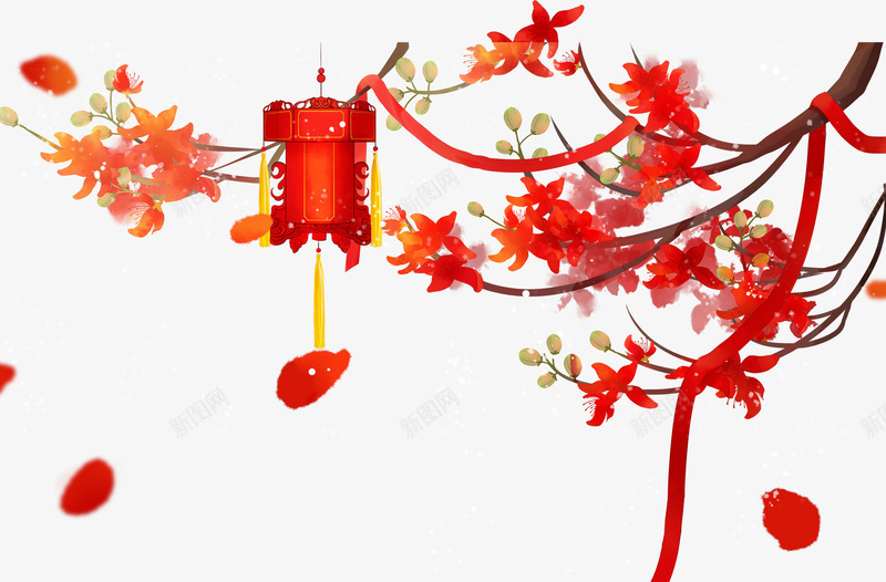 中国风春节装饰图案png免抠素材_新图网 https://ixintu.com 中国风 新年 新春 春节 灯笼 装饰图案 过年 鲜花