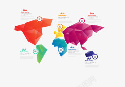 彩色世界地图展示矢量图素材