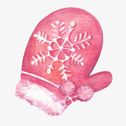 水彩手套粉色少女心冬季手套手绘高清图片