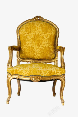 金色木质框架棉质坐垫座椅古代器素材