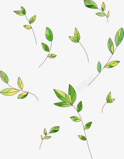 绿叶线条背景树叶漂浮高清图片