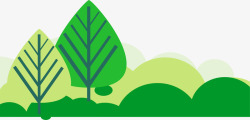 绿色卡通创意大树树林素材