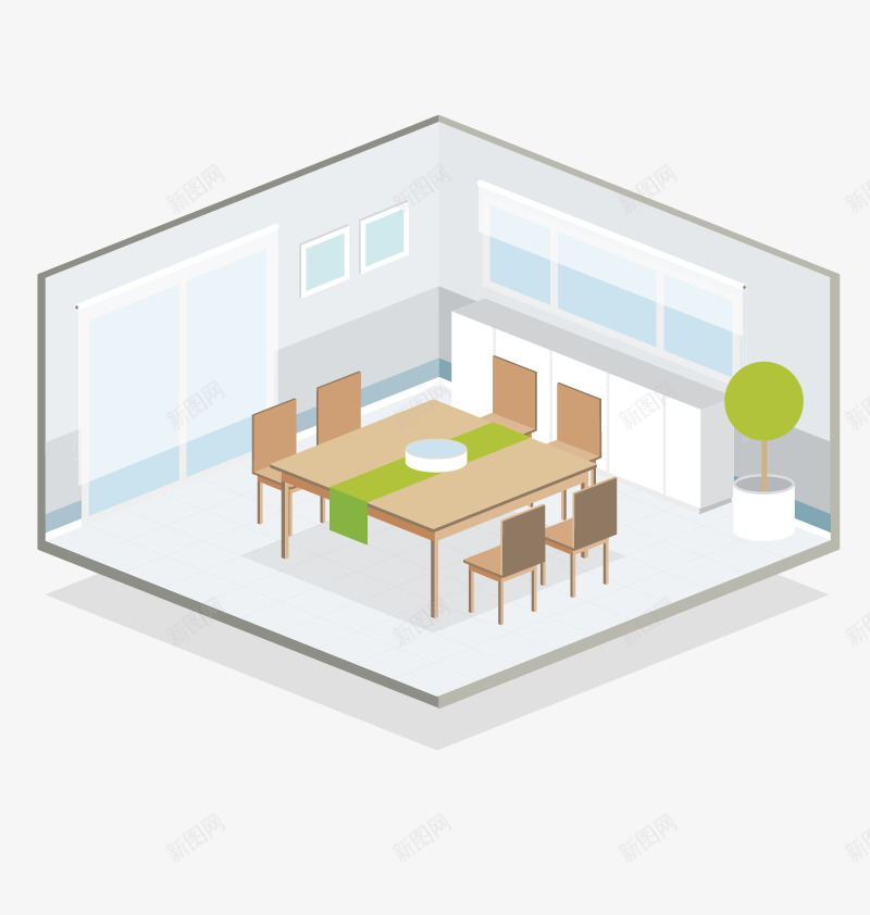 大餐厅矢量图ai免抠素材_新图网 https://ixintu.com 桌子椅子 高清 矢量图
