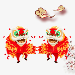 喜庆舞狮子春节舞狮子高清图片