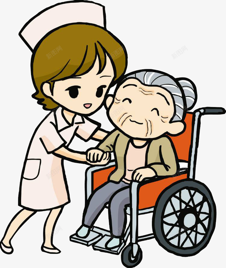 护士与奶奶png免抠素材_新图网 https://ixintu.com 卡通 可爱 天使 好人 爱心