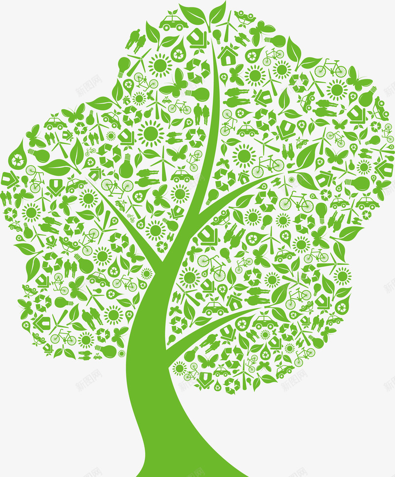 创意环保png免抠素材_新图网 https://ixintu.com 创意 大树 循环 心型 插画 树木 灯泡 爱心 环保 生态