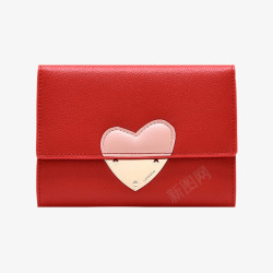 女士红色心形零钱包钱包素材