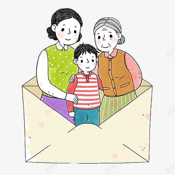 温馨的一家png免抠素材_新图网 https://ixintu.com 信封 卡通 和蔼的 小女孩 母亲 母亲老了 温馨的 老人