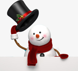 可爱摘帽圣诞雪人素材