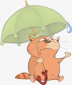 拿雨伞的猫咪矢量图素材
