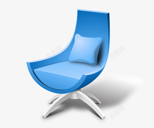 蓝色椅子图标psd_新图网 https://ixintu.com 创意图标 图案 家居 座椅 扁平化图标 椅子 立体化图标 网页素材