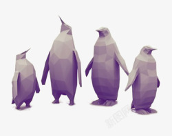 企鹅动物不规则图形紫色素材