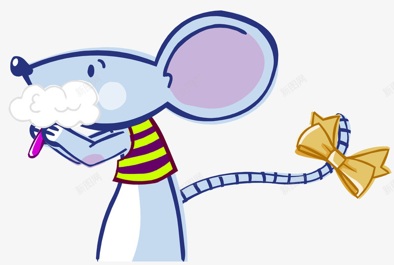 卡通手绘可爱小老鼠刷牙png免抠素材_新图网 https://ixintu.com 刷牙的老鼠 卡通的动物 可爱的小老鼠 手绘的老鼠