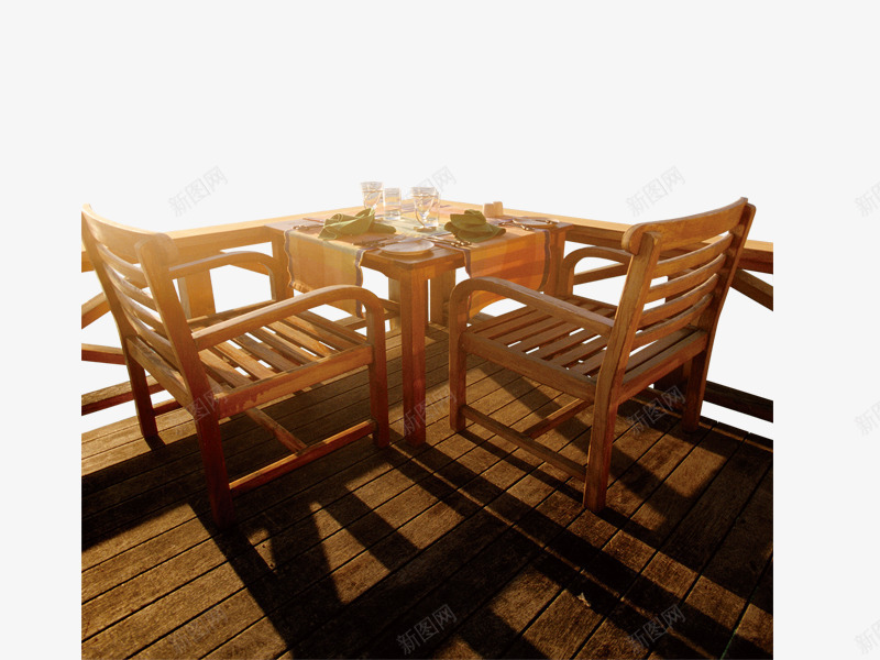 阳光照射下的桌子椅子png免抠素材_新图网 https://ixintu.com 木地板 木桌子 木椅子 阳光