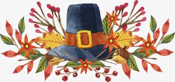 感恩节帽子感恩节手绘风枫叶矢量图高清图片