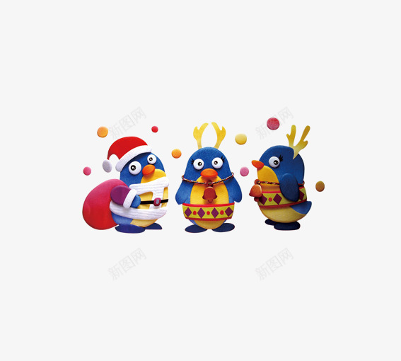企鹅圣诞老人png免抠素材_新图网 https://ixintu.com 动物 卡通企鹅 卡通动物 圣诞 白色 红色 蓝色 黄色
