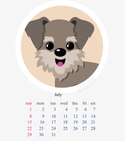 7月7日狗年卡通日历模板高清图片