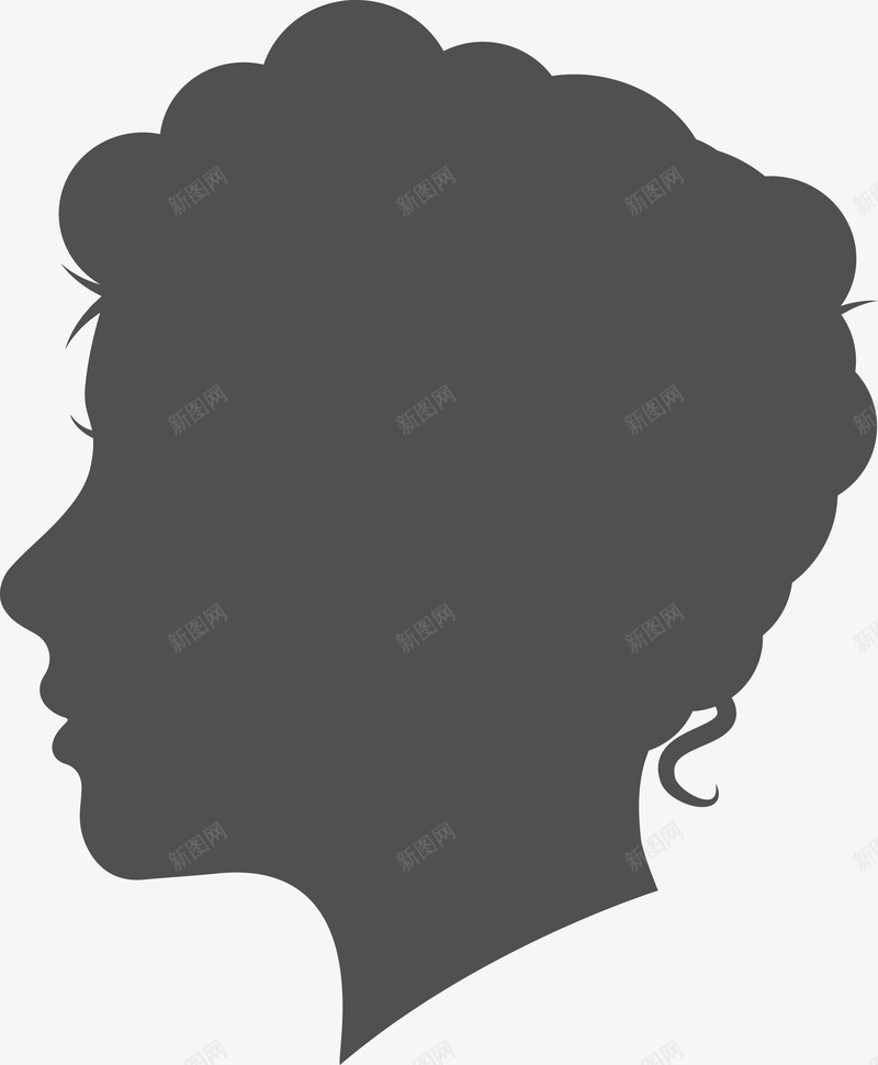 卷发女人图标png_新图网 https://ixintu.com 五官 人 卡通 口鼻 头 头部 头部剪影 女人 女孩 角色 身体 轮廓 面孔剪影