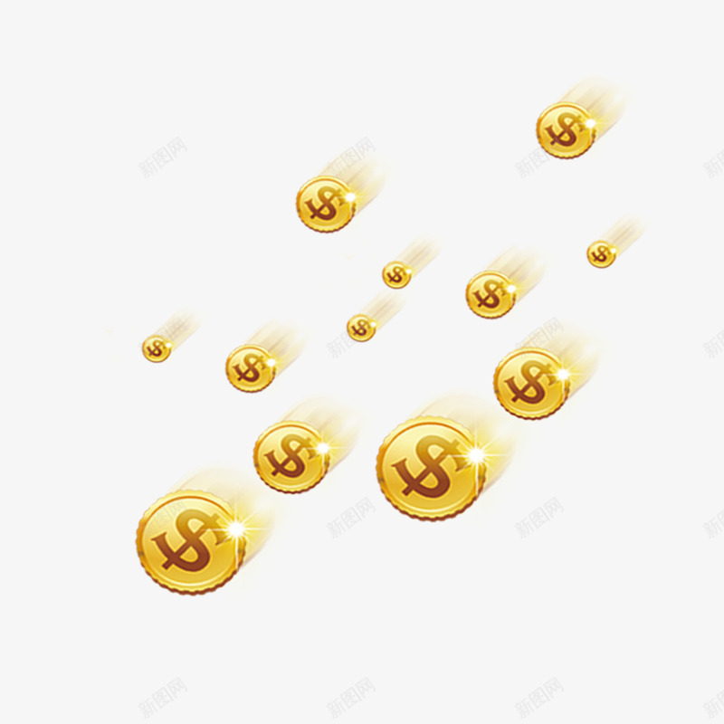漂浮的钱币png免抠素材_新图网 https://ixintu.com 交易 圆形 手绘 漂浮 硬币 符号 货币 金色的 金钱