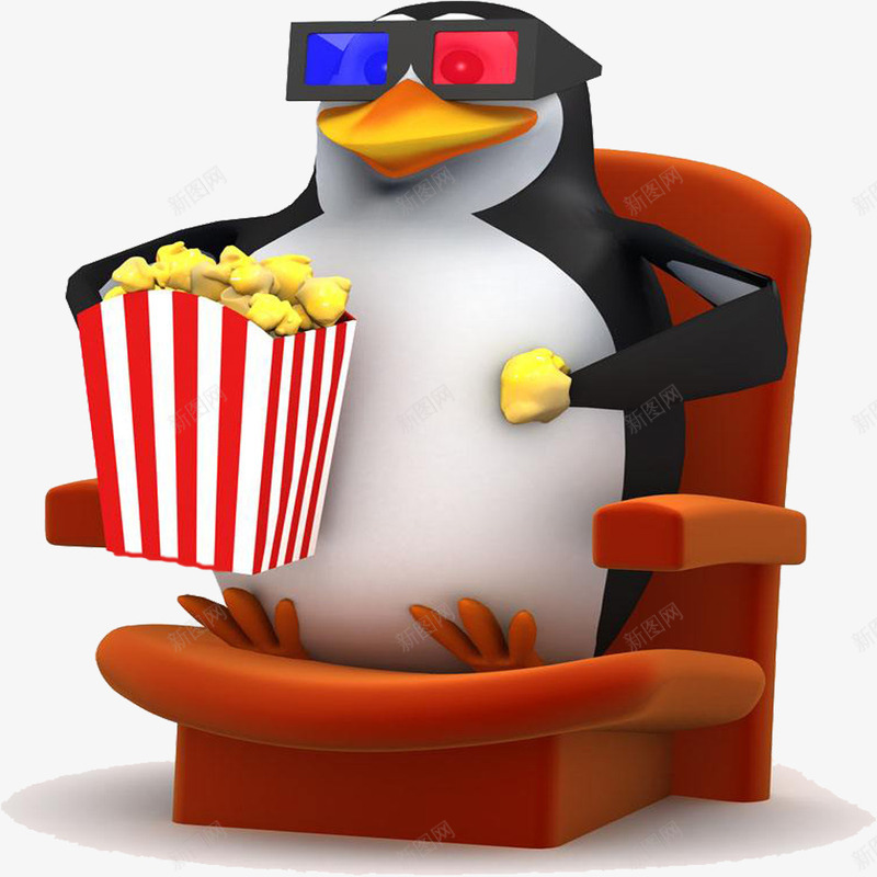 看电影的企鹅观众png免抠素材_新图网 https://ixintu.com 企鹅 企鹅观众 卡通观众 吃爆米花的观众