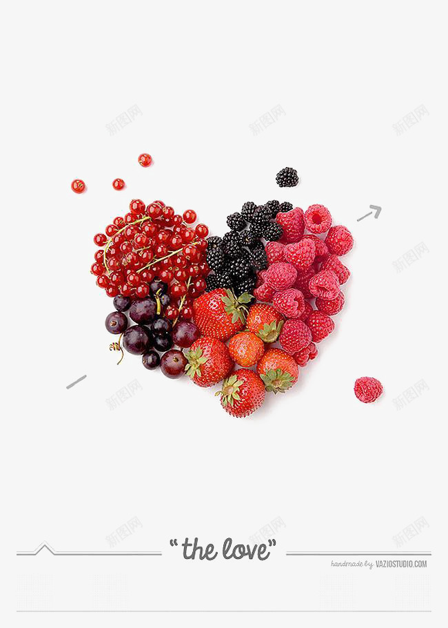 创意心形水果png免抠素材_新图网 https://ixintu.com 创意心形水果图片下载 彩色 水果 爱心 箭头 草莓 蓝莓 食品