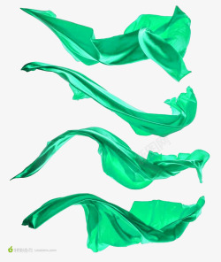 绿色丝绸免抠素材绿色彩带高清图片