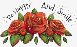 感恩三八妇女节复古红色蔷薇花祝福卡高清图片