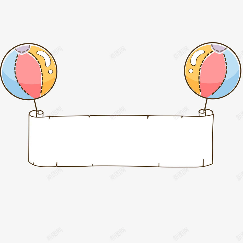 热气球卡通漂浮纸张png免抠素材_新图网 https://ixintu.com 卡通 漂浮 热气球 纸张