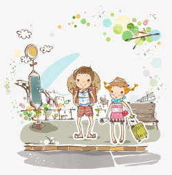 卡通手绘旅行素材