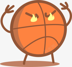 橙色卡通篮球小人素材