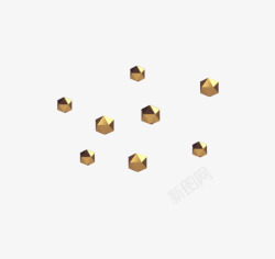 金色立体几何悬浮素材