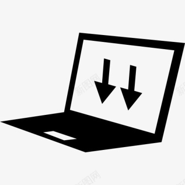 笔记本电脑上的向下箭头在屏幕上图标图标