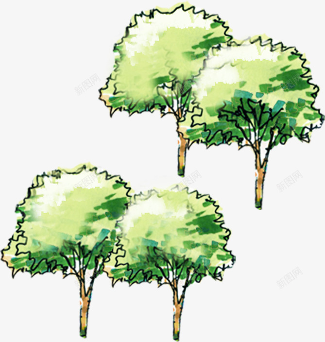 嫩绿色大树植物装饰png免抠素材_新图网 https://ixintu.com 大树 嫩绿 植物 装饰
