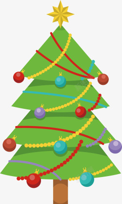彩色圣诞球圣诞树素材