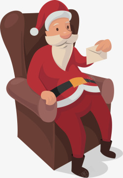 来信坐沙发看信件的圣诞老人矢量图高清图片