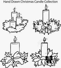 黑白蜡烛四款手绘蜡烛矢量图高清图片