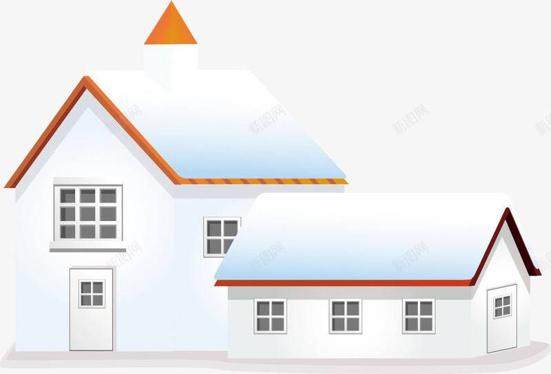 冬季雪房子png免抠素材_新图网 https://ixintu.com 冬季 卡通 房子 手绘 温暖 白房子 红白房子 覆盖 雪