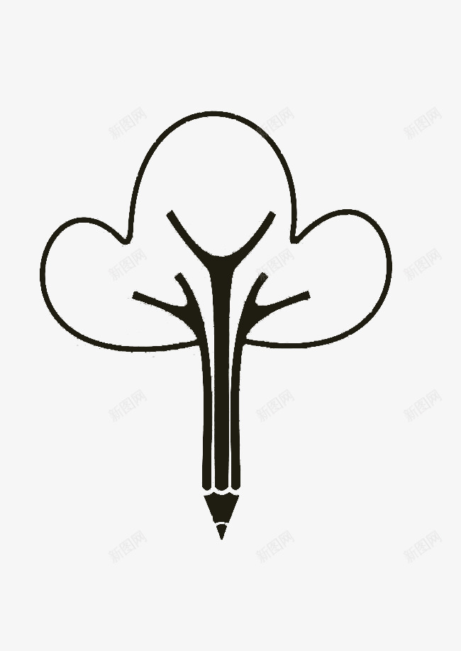 创意铅笔树图标png_新图网 https://ixintu.com 创意设计 树 环保 铅笔 黑色