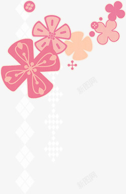 卡通粉红花朵手绘漂浮素材