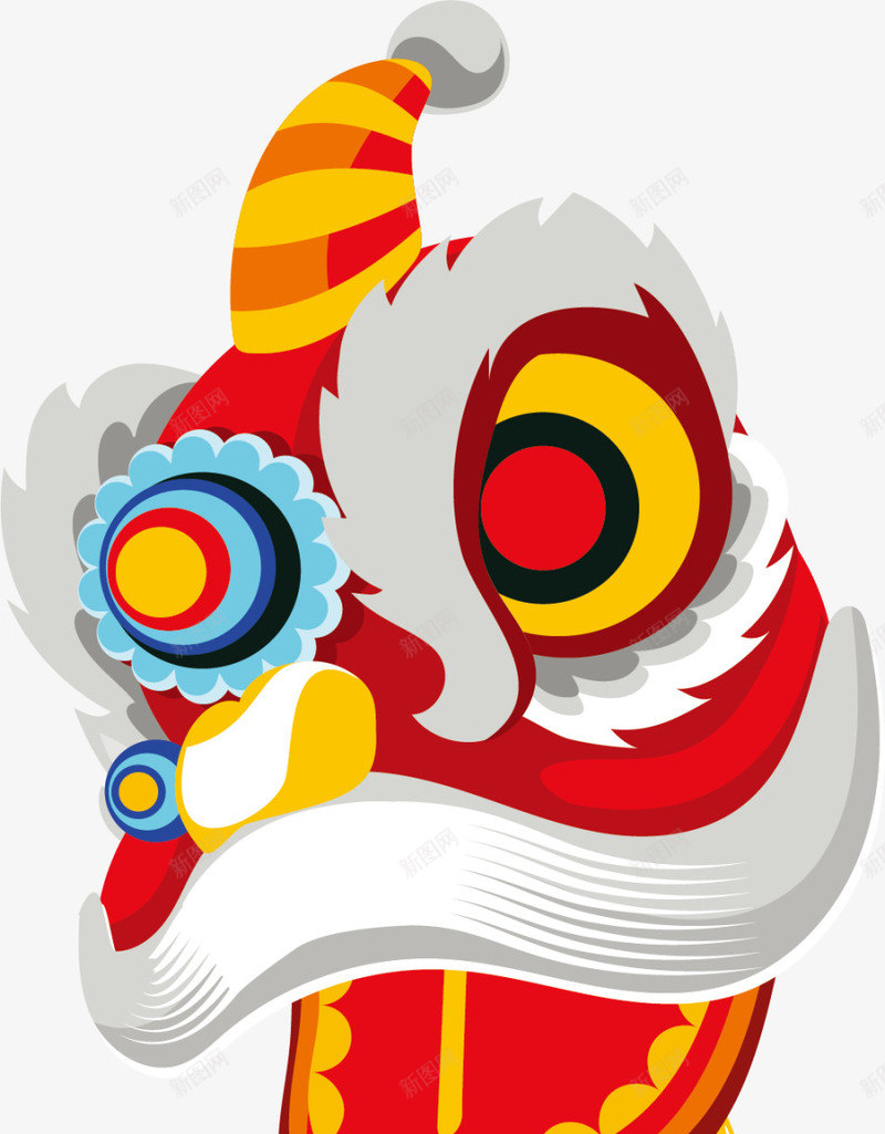 卡通红色中国风舞狮png免抠素材_新图网 https://ixintu.com 卡通狮子 新年 新春 春节 狮子头 舞狮 装饰图案