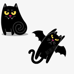 卡通木乃伊小黑猫免抠卡通黑色的酷小猫高清图片