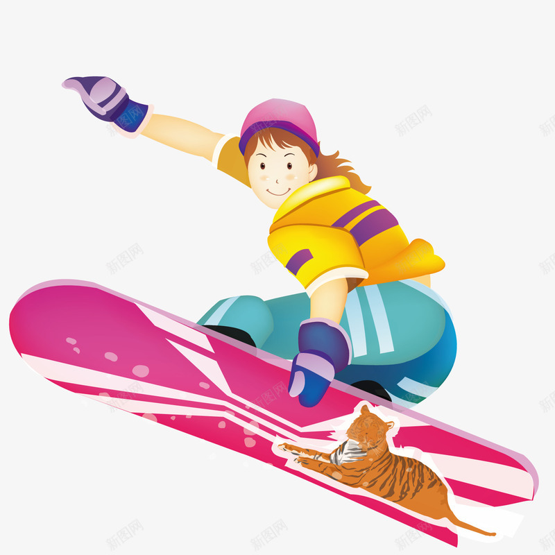 冬季滑板女孩矢量图ai免抠素材_新图网 https://ixintu.com 冬季 女孩 滑板 滑雪 运动 矢量图