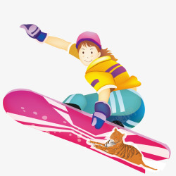 冬季滑板女孩矢量图素材