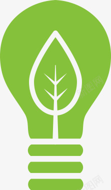 环保绿色灯泡树叶图标图标