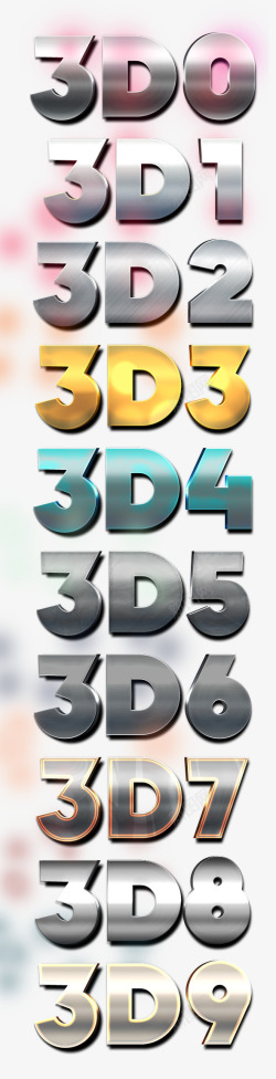 光影数字3D立体标题海报必备字体海报