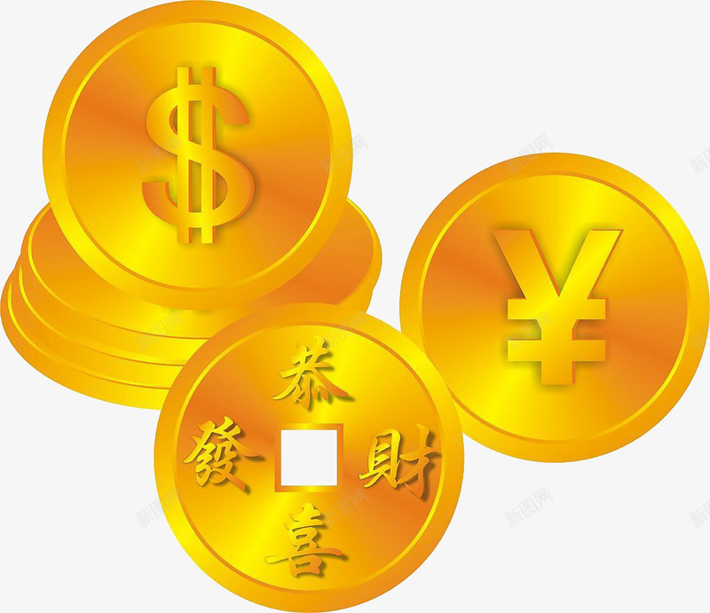 漂浮金币图标psd_新图网 https://ixintu.com 优惠图标 硬币 金币