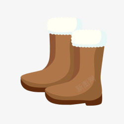 牛仔布保暖棉鞋PNG卡通手绘冬季靴子高清图片