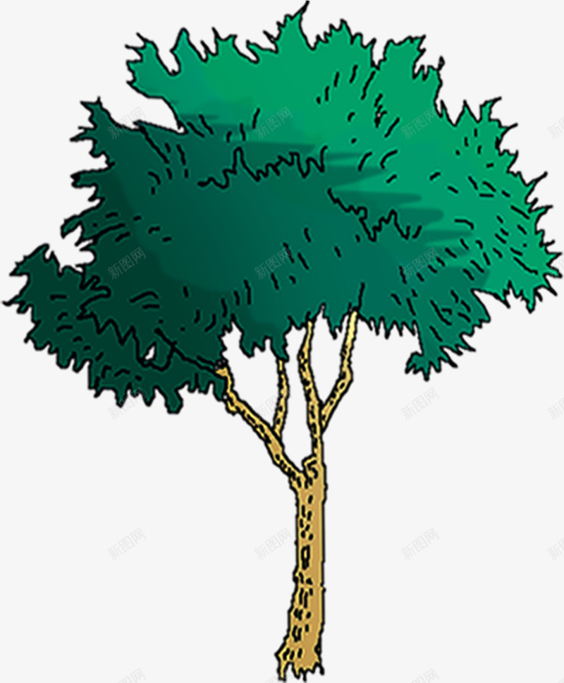 创意手绘扁平绿色的大树漫画png免抠素材_新图网 https://ixintu.com 创意 大树 扁平 漫画 绿色