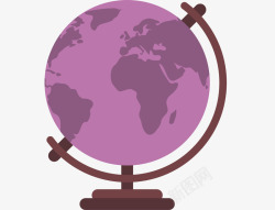 女生书房卡通紫色扁平化地球仪高清图片